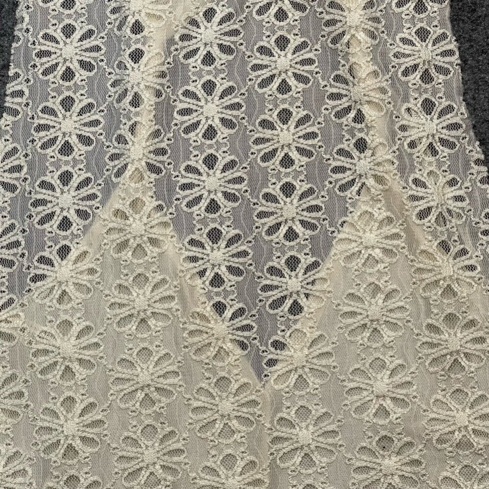 Fifty Street Women Tank Top Ivory Floral Lace Sleeveless Strappy Racerback M New - Picture 4 of 10